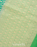 Aqua Green Pure Georgette Silk Handloom Saree