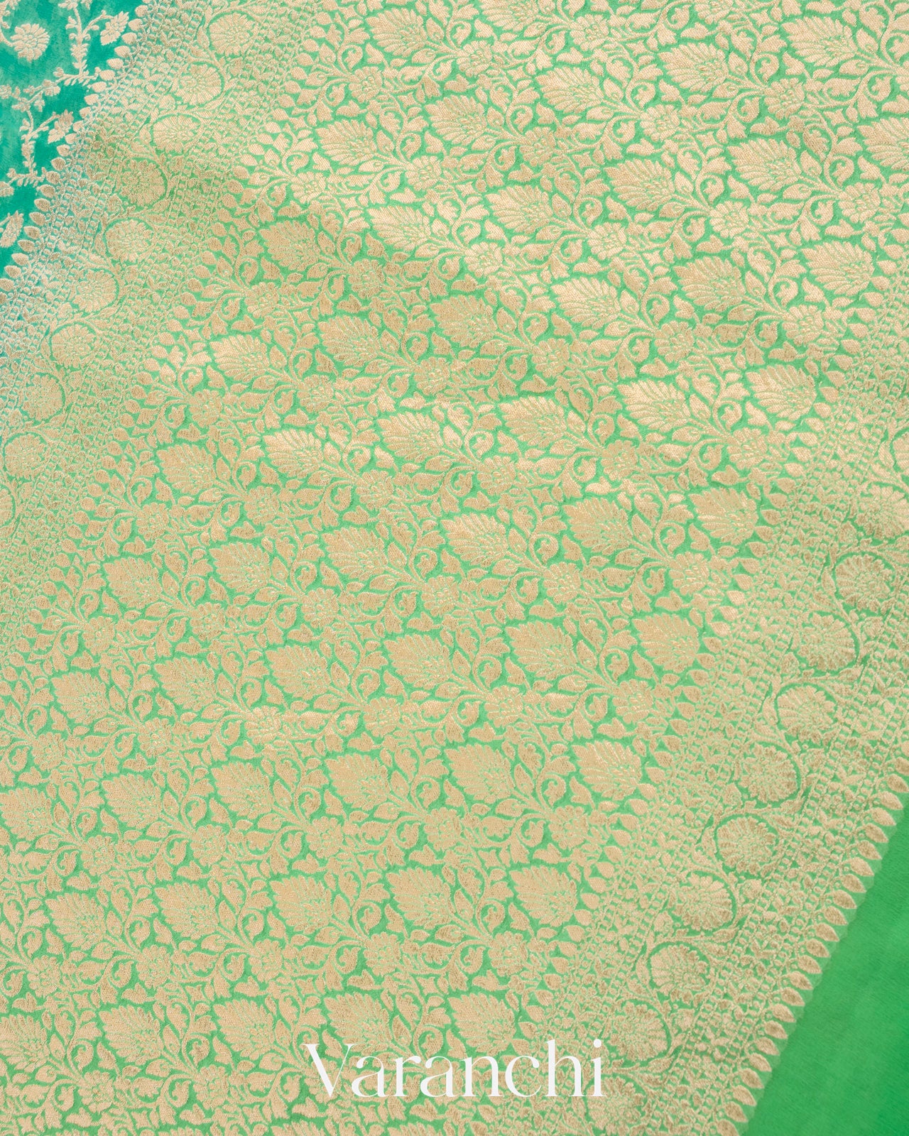 Aqua Green Pure Georgette Silk Handloom Saree