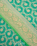 Aqua Green Pure Georgette Silk Handloom Saree
