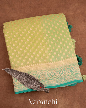 Pastel Green Pure Georgette Silk Handloom Saree