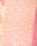 Baby Pink Tricolour Pure Khaddi Georgette Silk Handloom Saree
