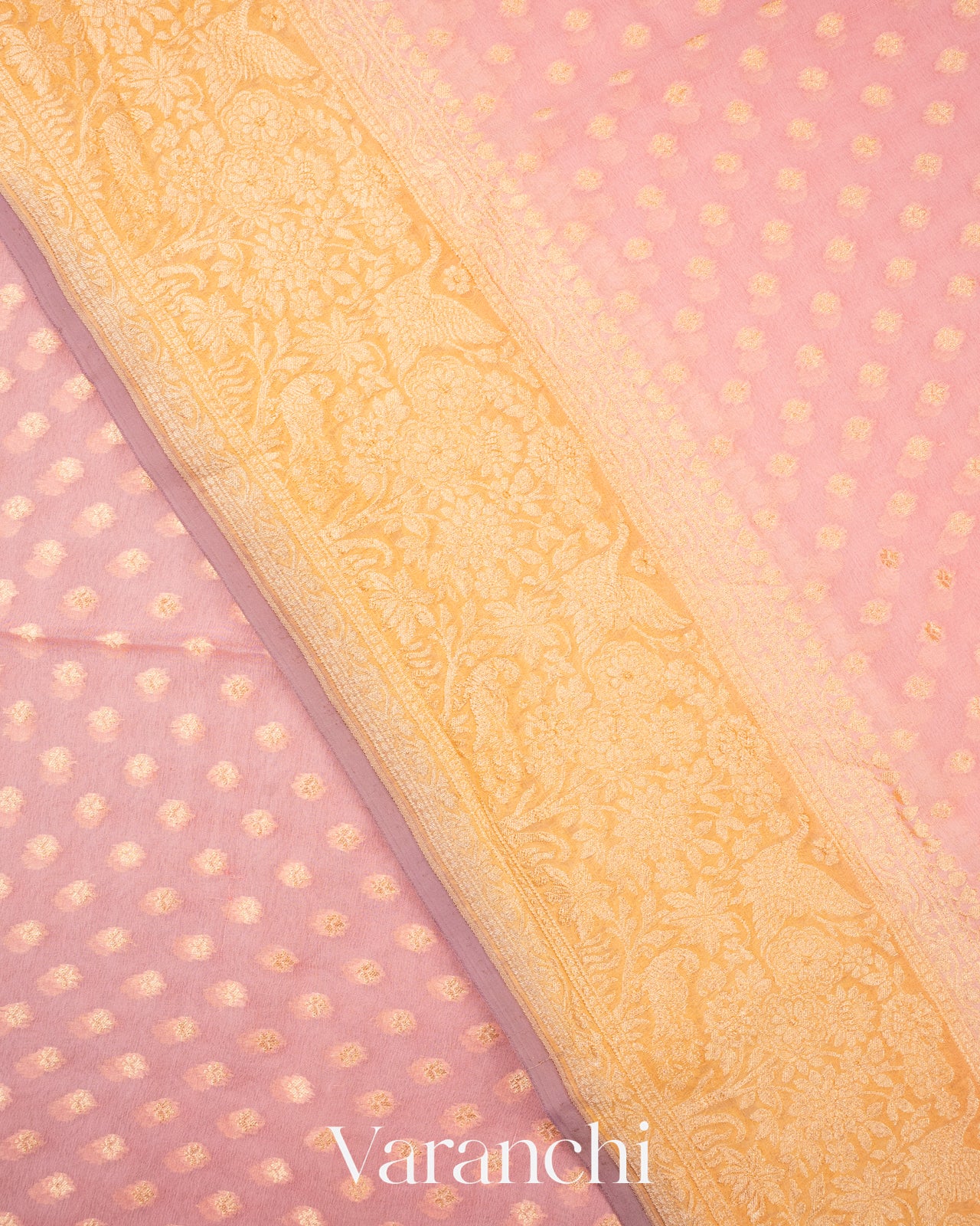 Baby Pink Pure Khaddi Georgette Silk Saree 