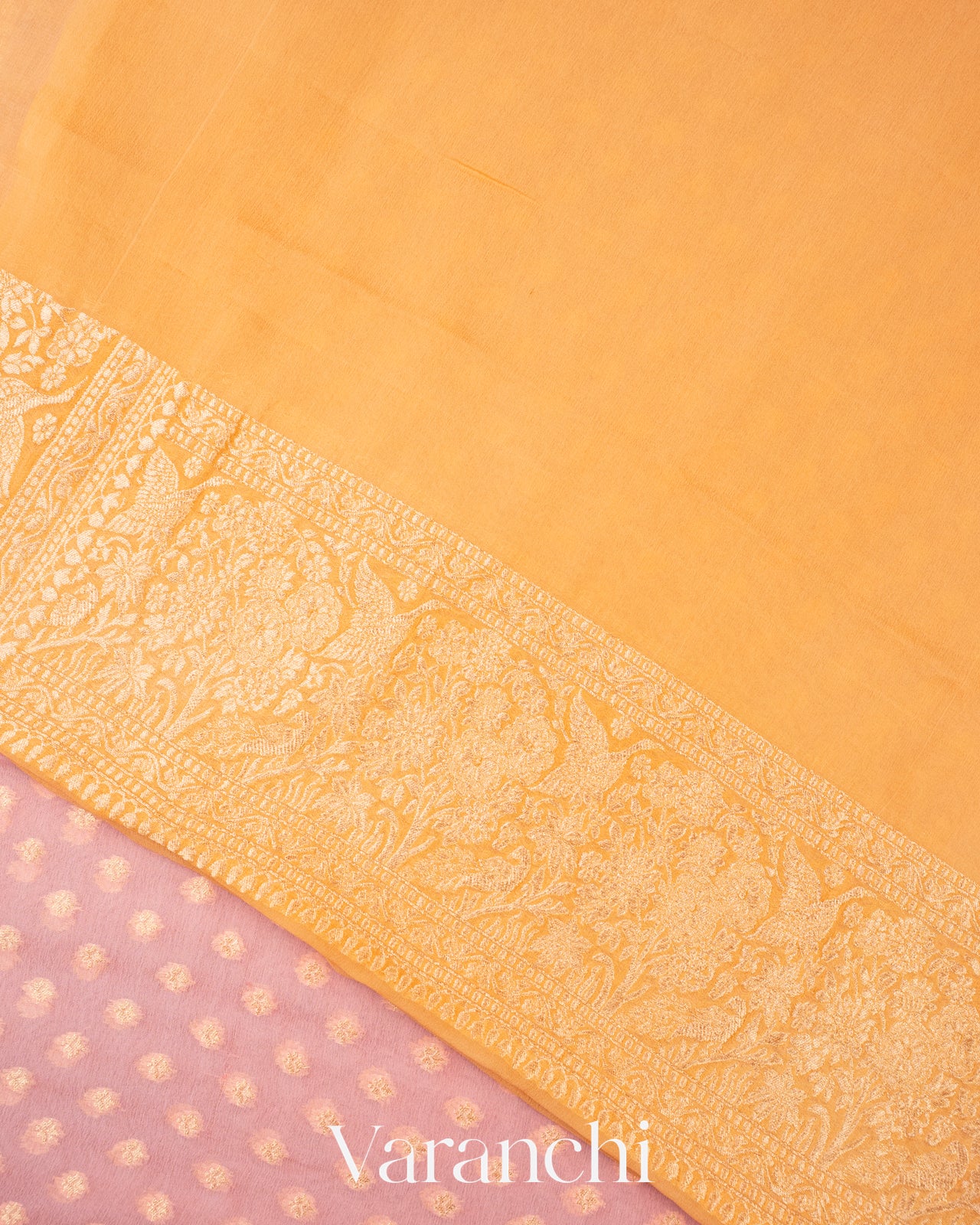 Baby Pink Pure Khaddi Georgette Silk Saree 