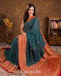 Ink Blue Pure Georgette Silk Handloom Saree