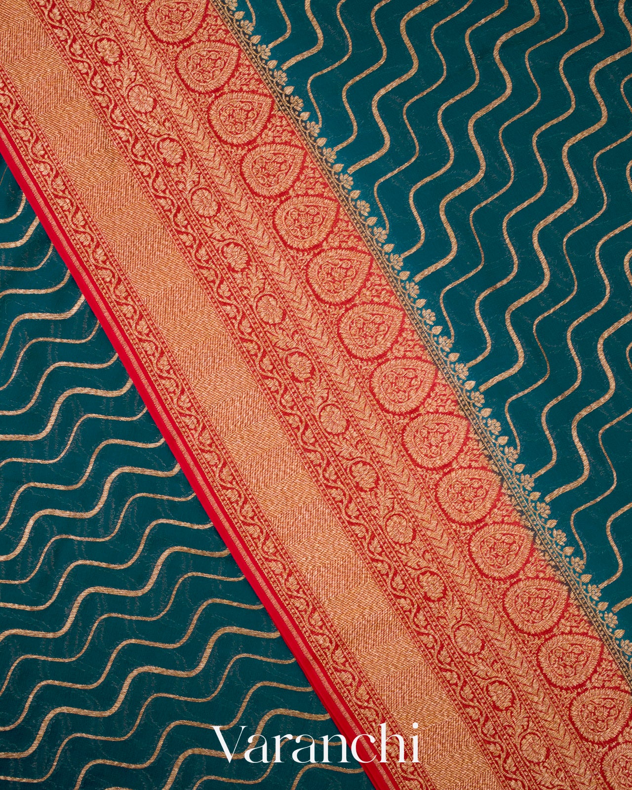 Ink Blue Pure Georgette Silk Handloom Saree