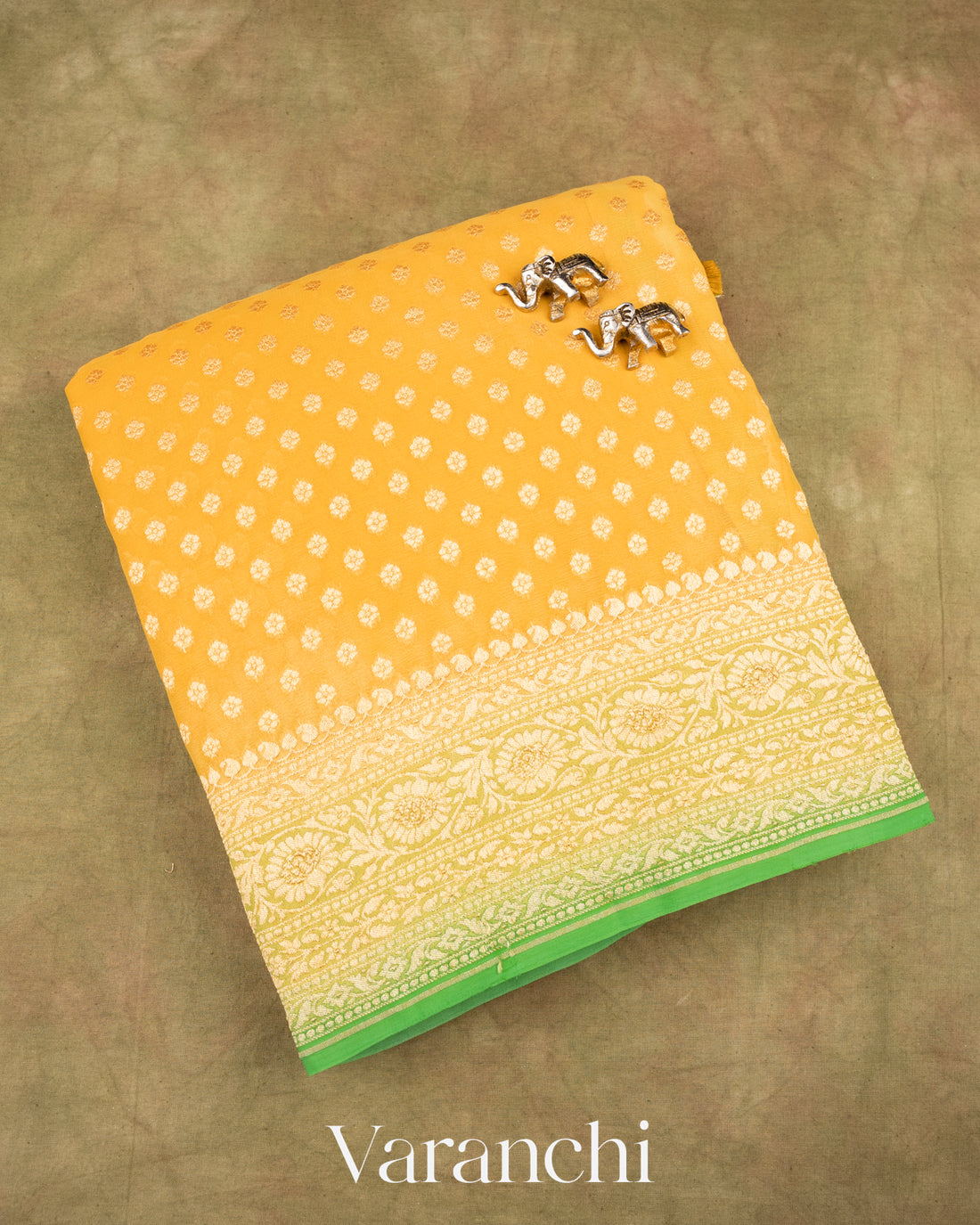 Lemon Yellow Pure Khaddi Georgette Silk Saree
