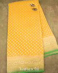 Lemon Yellow Pure Khaddi Georgette Silk Saree
