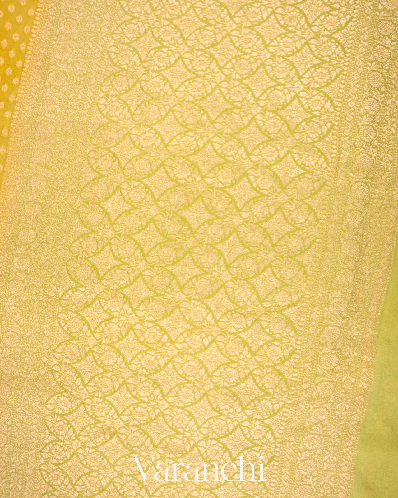 Lemon Yellow Pure Khaddi Georgette Silk Saree