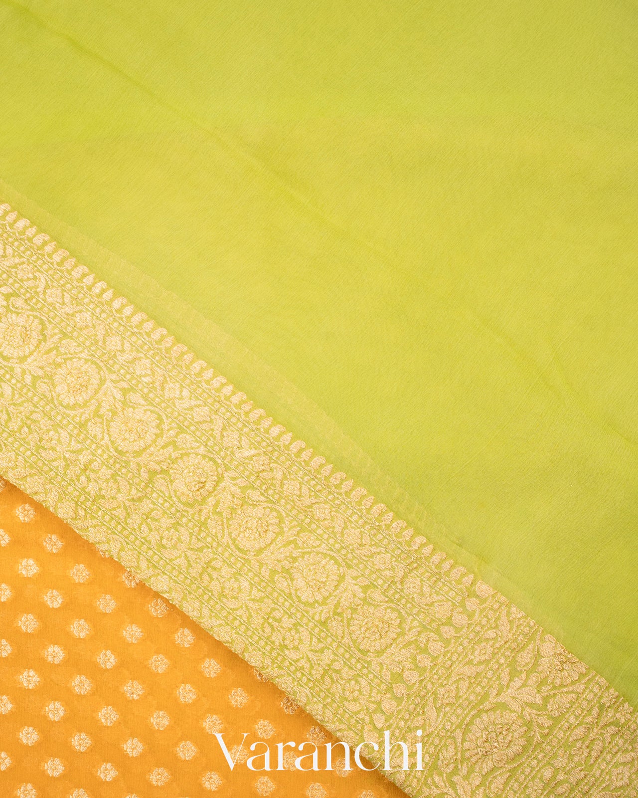 Lemon Yellow Pure Khaddi Georgette Silk Saree