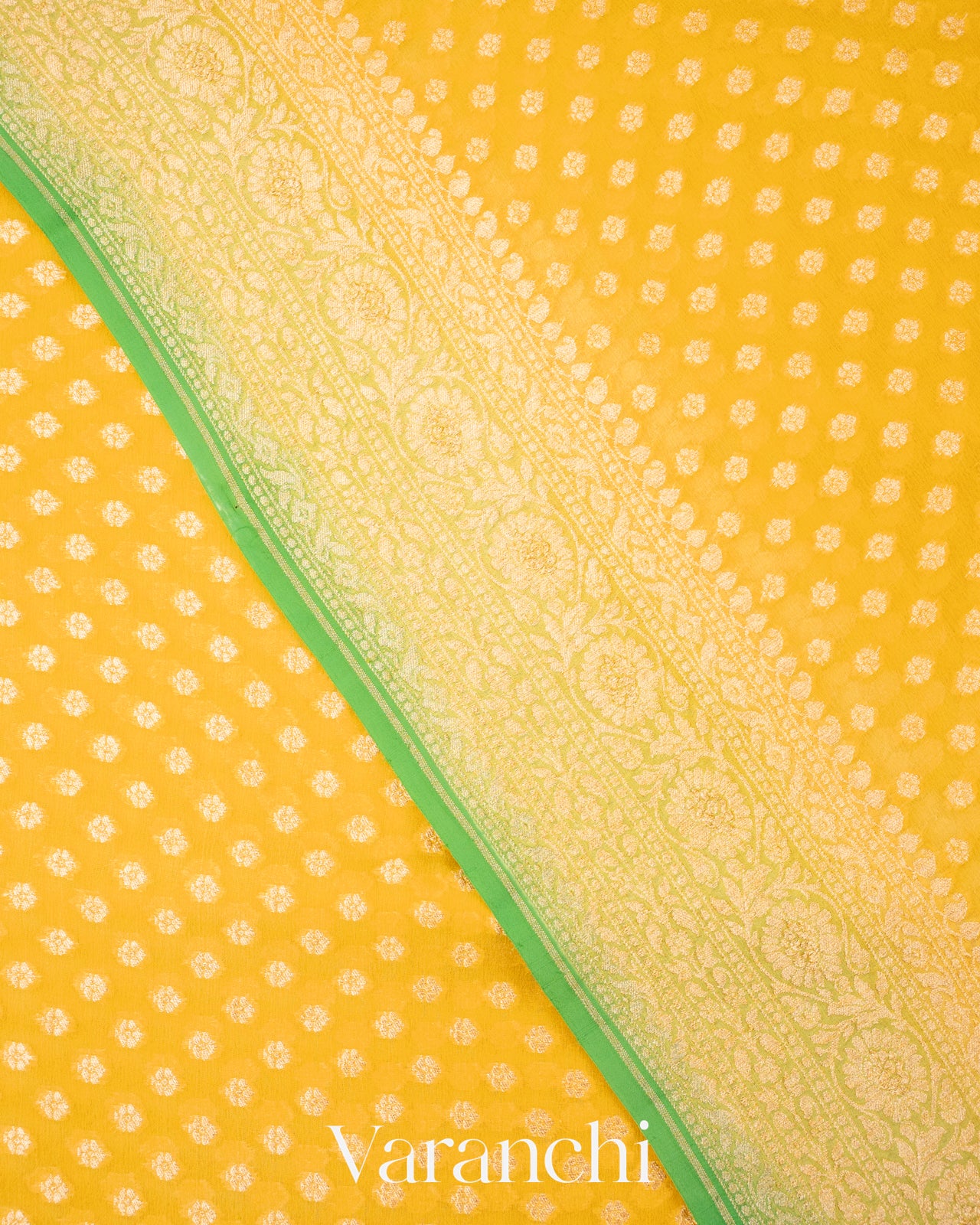 Lemon Yellow Pure Khaddi Georgette Silk Saree