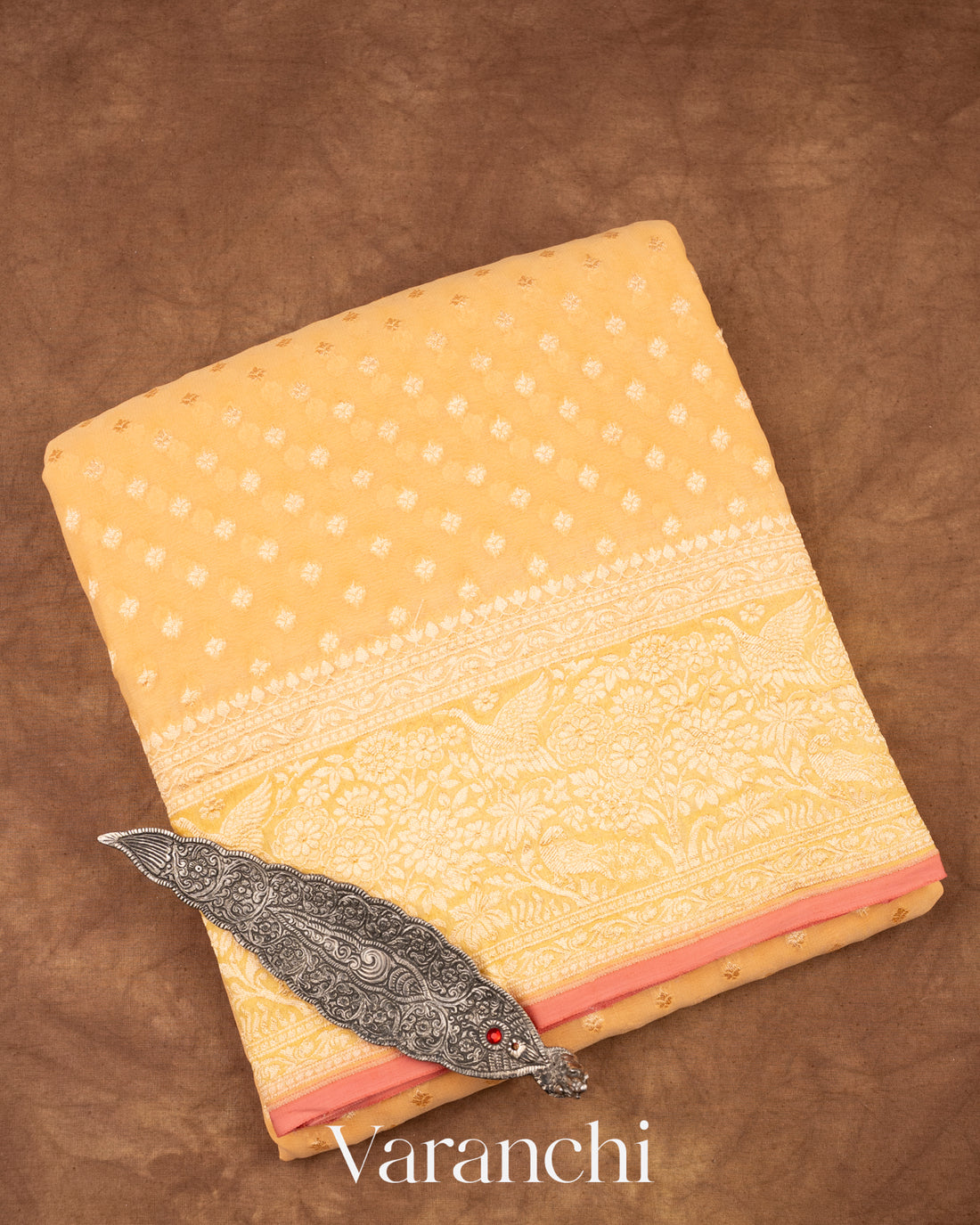Sandalwood Pure Khaddi Georgette Silk Saree