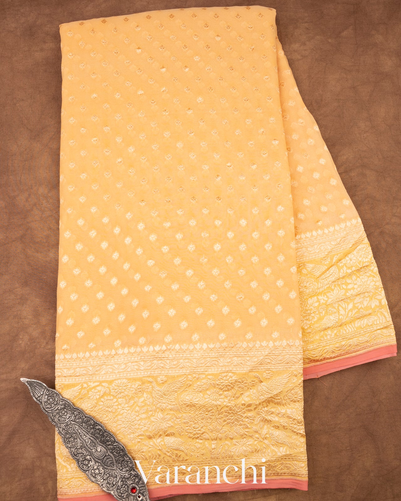 Sandalwood Pure Khaddi Georgette Silk Saree