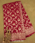 Deep Red Shikargah Pure Georgette Silk Saree
