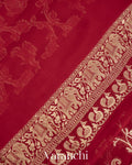 Deep Red Shikargah Pure Georgette Silk Saree