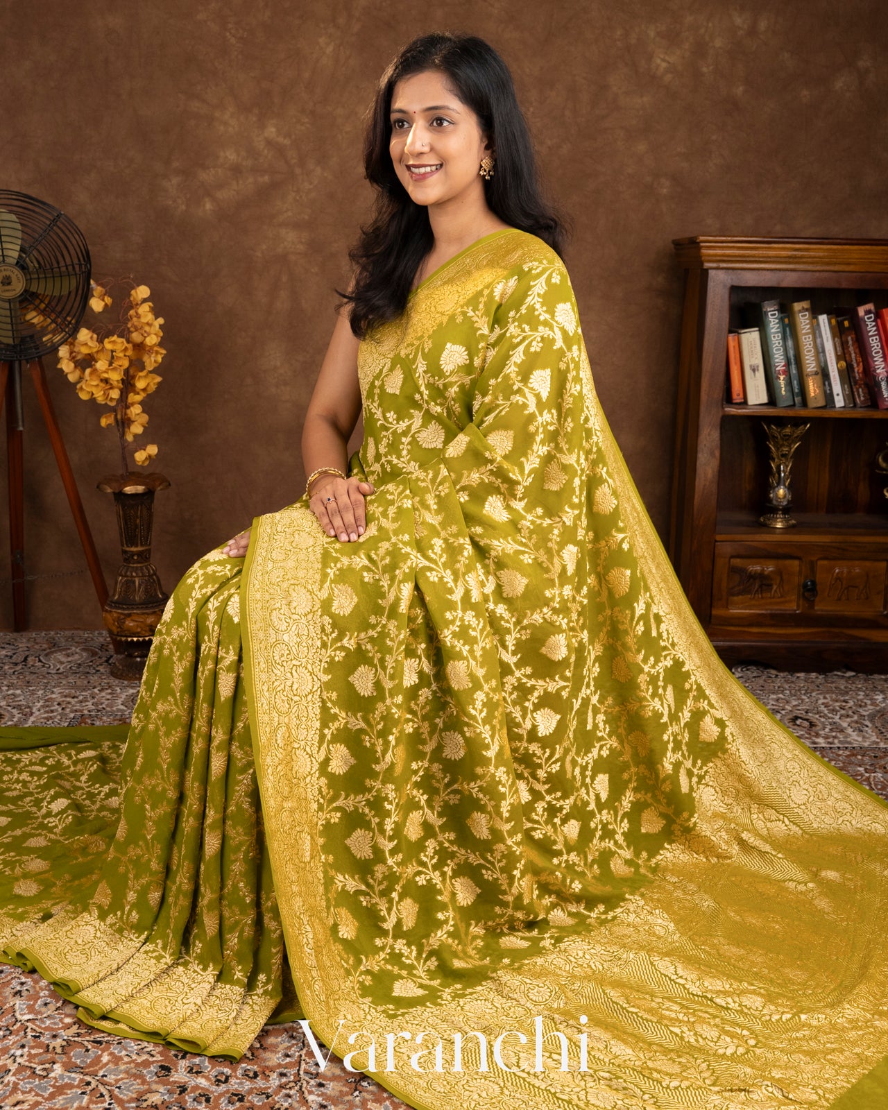 Mehandi Green Pure Georgette Silk Saree