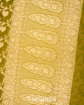 Mehandi Green Pure Georgette Silk Saree