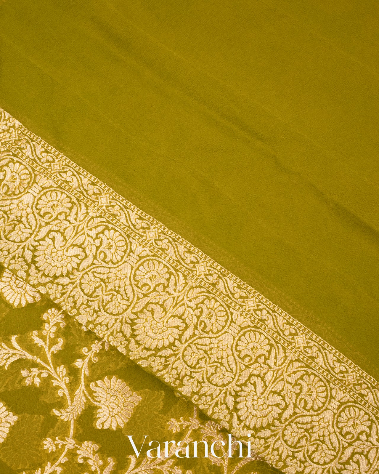 Mehandi Green Pure Georgette Silk Saree