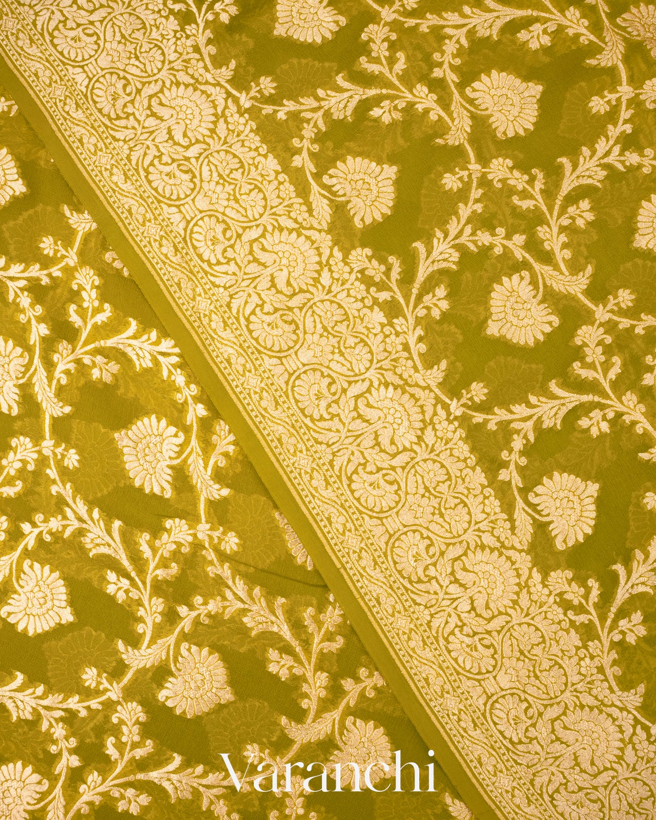 Mehandi Green Pure Georgette Silk Saree