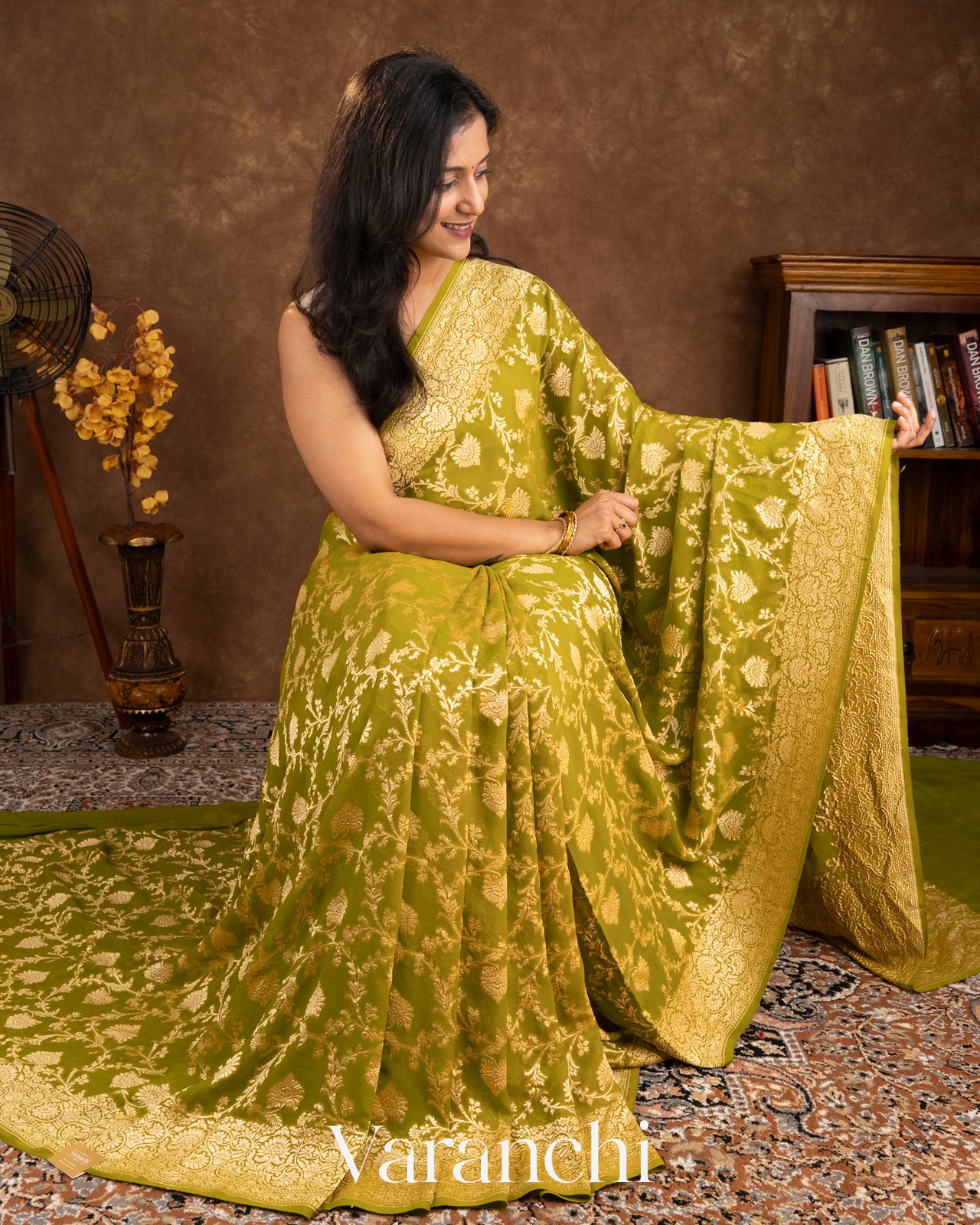 Mehandi Green Pure Georgette Silk Saree