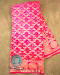 Red and Rani Pink Rangkaat Pure Khaddi Georgette Silk Saree