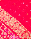Red and Rani Pink Rangkaat Pure Khaddi Georgette Silk Saree