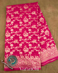 Rani Pink Shikargah Pure Georgette Silk Saree