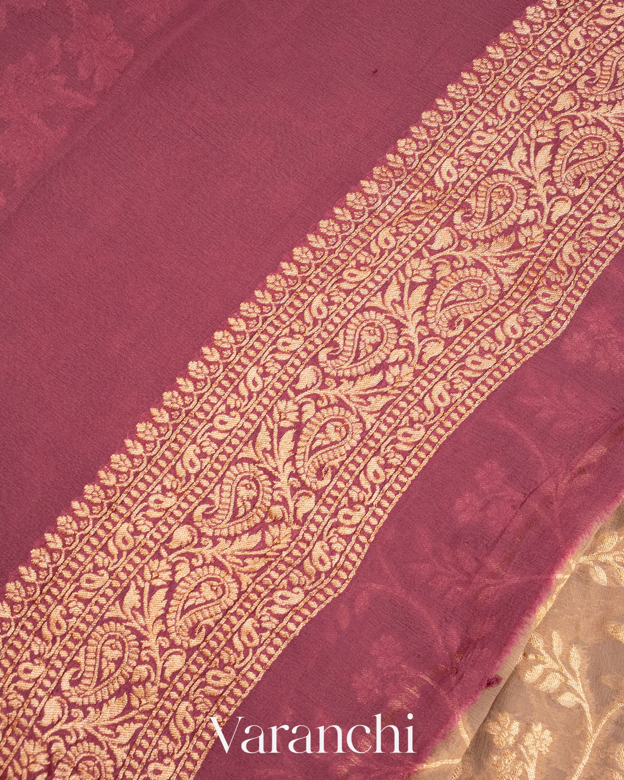 Beige Pure Khaddi Georgette Silk Saree