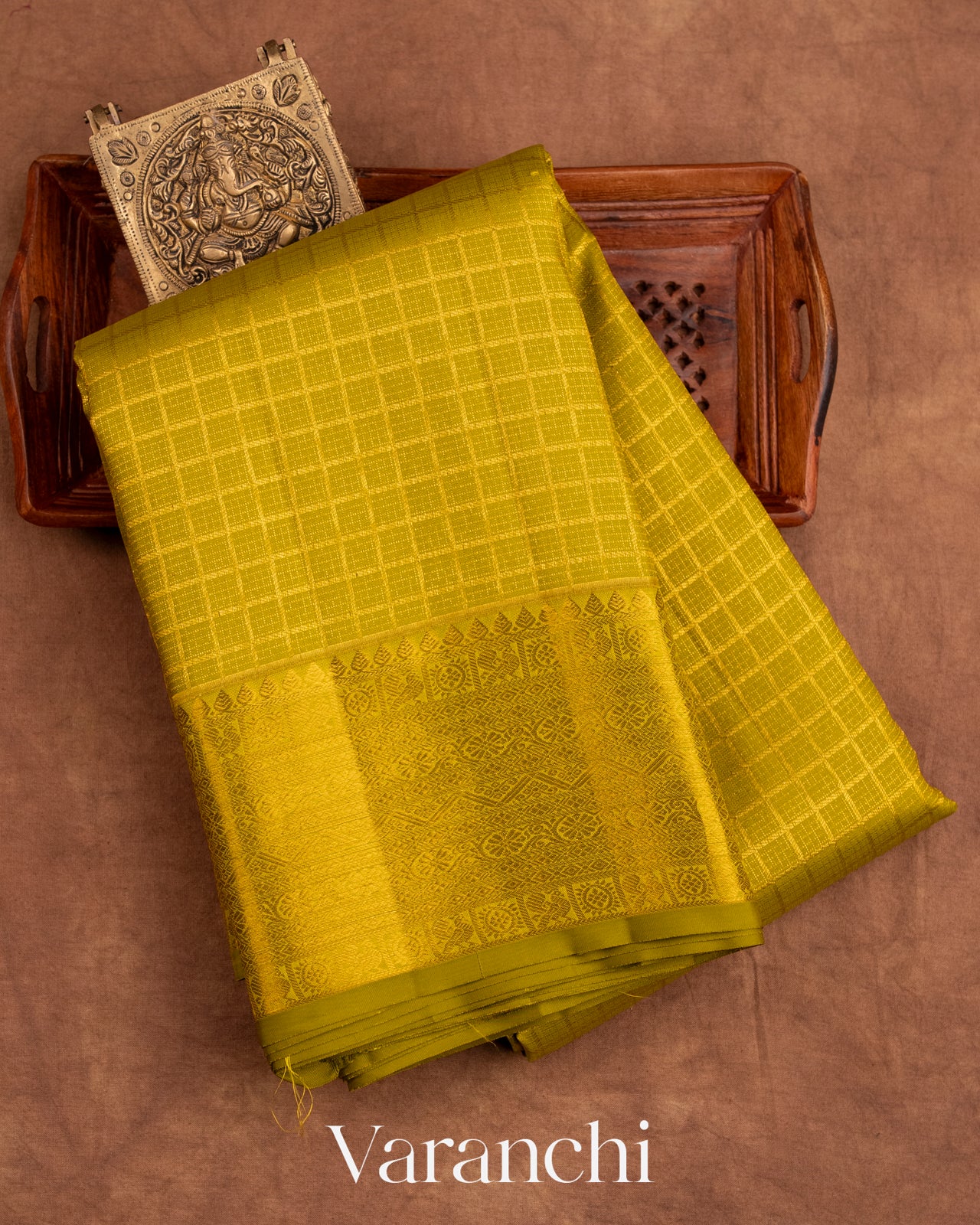 Olive Green Heavy Brocade Pure Kanchipuram Silk Saree