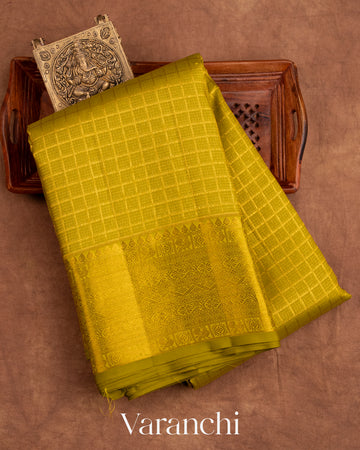 Olive Green Heavy Brocade Pure Kanchipuram Silk Saree