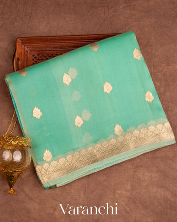 Shades of Blue Kora Silk Handloom Saree