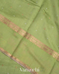 Muted Lemon Green Pure Moonga Silk Saree