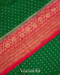 Emerald Green Pure Crepe Silk Handloom Saree