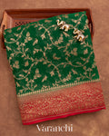 Dark Green Jaal Pure Georgette Silk Saree