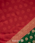 Bottle Green And Red Pure Georgette Silk Saree