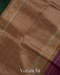 Bottle Green and Wine Pure Kora Silk Handloom Saree