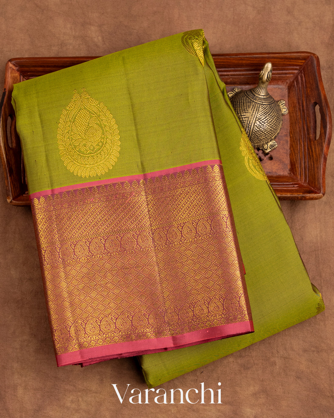 Mehandi Green Pure Kanchipuram Silk Saree