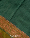 Olive Green Tricolour Rangkaat Raw Silk Handloom Saree