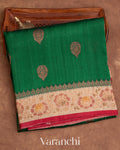 Emerald Green Pure Tussar Silk Handlooom Saree