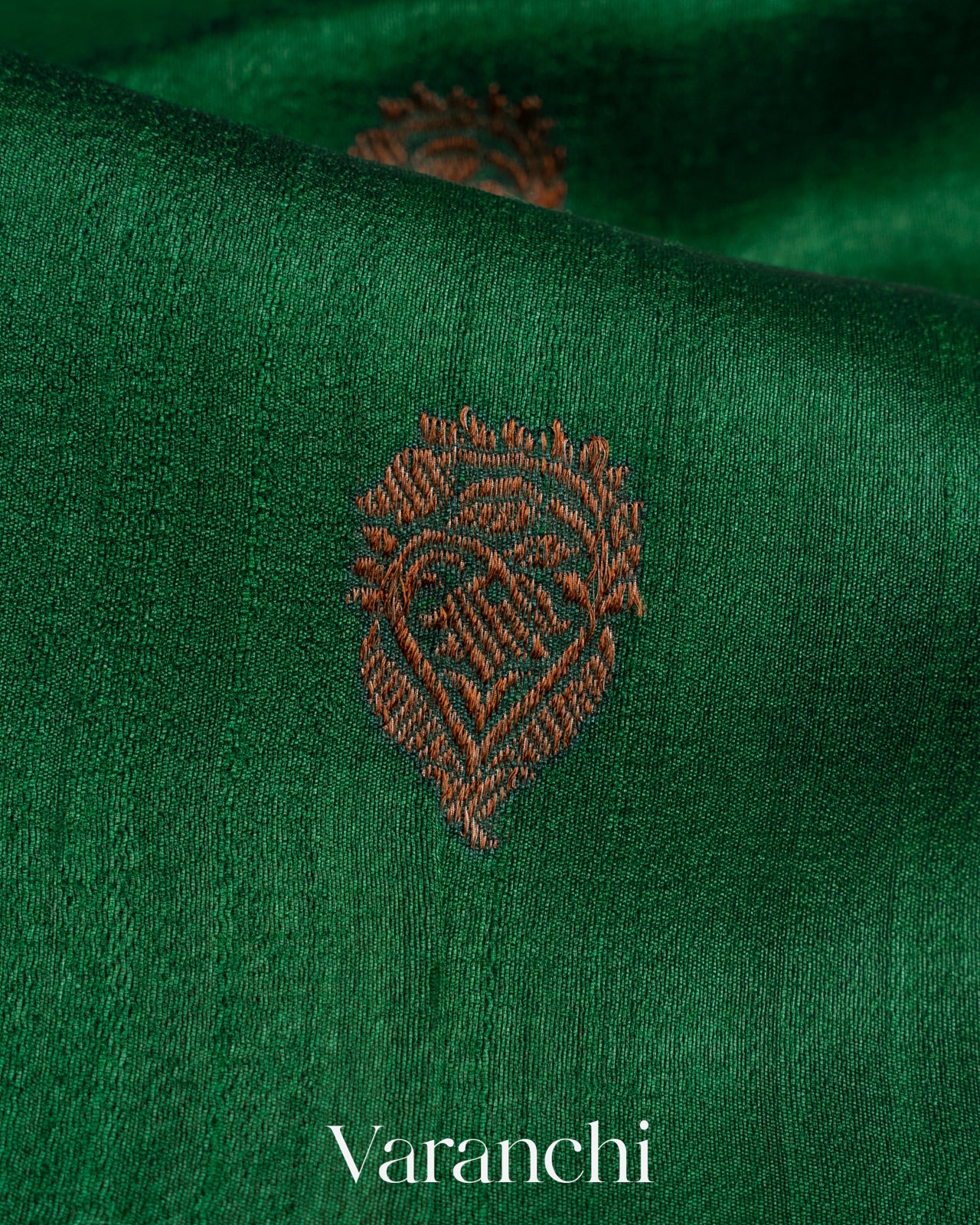 Emerald Green Pure Tussar Silk Handlooom Saree