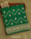 Emerald Green Pure Crepe Silk Handloom Saree