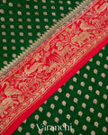 Bottle Green Crepe Silk Handloom Saree