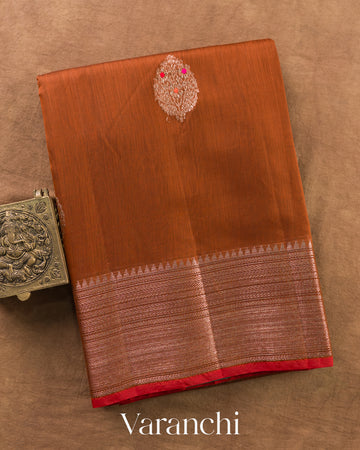 Rust Orange Pure Chanderi Silk Cotton Handloom Saree