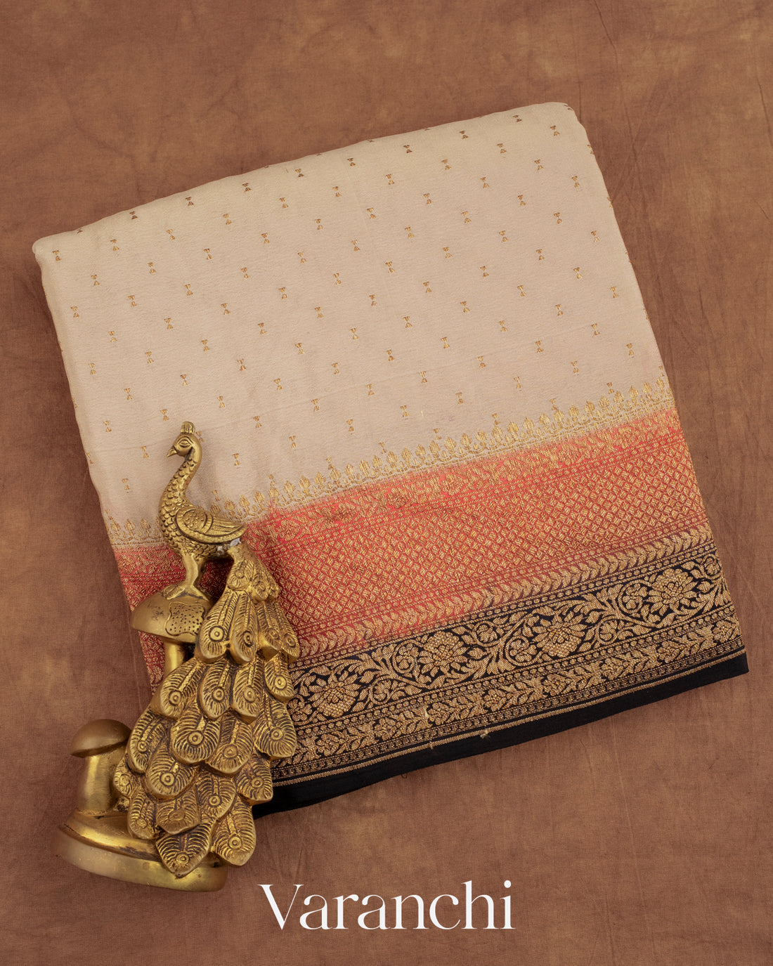Off White Pure Crepe Silk Handloom Saree