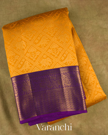 Turmeric Yellow Heavy Brocade Pure Kanchipuram Silk Saree
