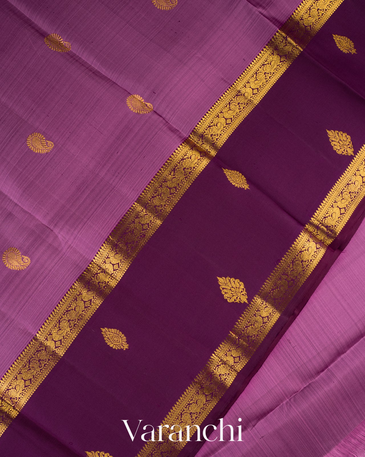 Dusty Mauve Pure Kanchipuram Silk Handloom Saree