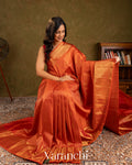 Vermilion Orange Pure Kanchipuram Silk Handloom Saree