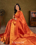 Vermilion Orange Pure Kanchipuram Silk Handloom Saree