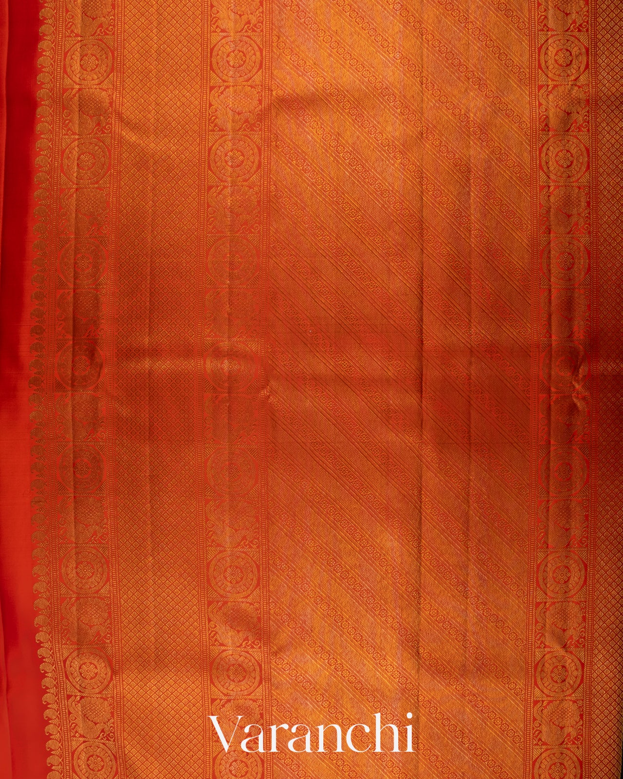 Vermilion Orange Pure Kanchipuram Silk Handloom Saree