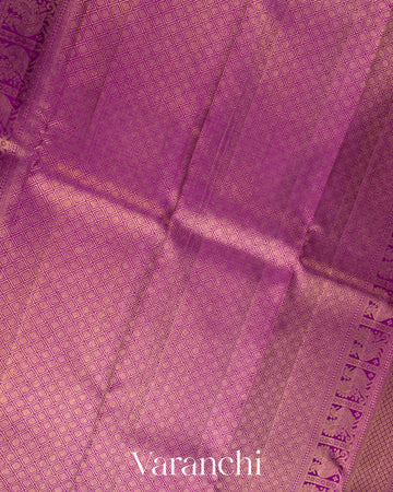Baby Pink Vaira Oosi Pure Kanchipuram Silk Handloom Saree