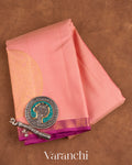 Baby Pink Vaira Oosi Pure Kanchipuram Silk Handloom Saree